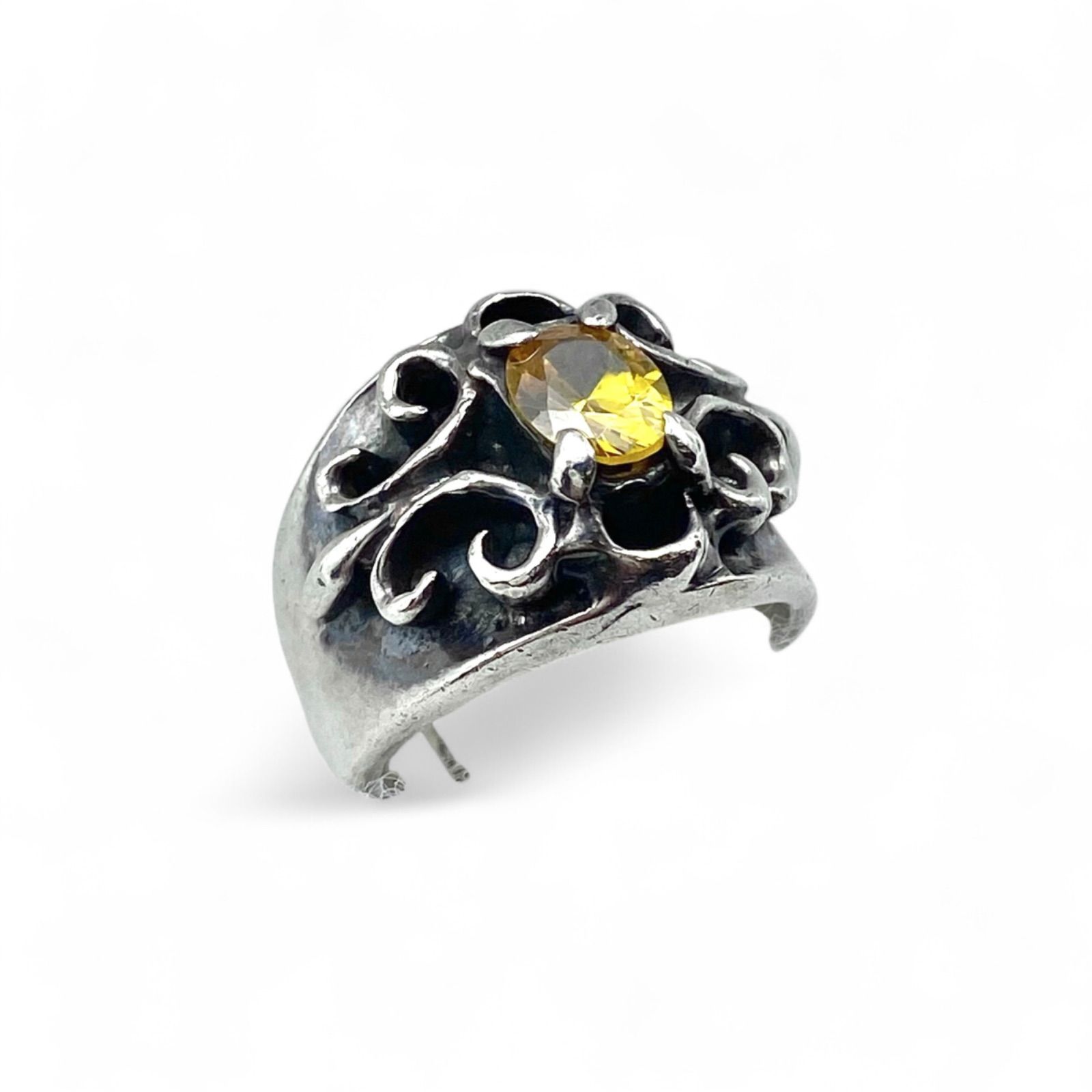 太陽の煌めき】 イエローストーン Silver 925 刻印 90s Vintage Ring 