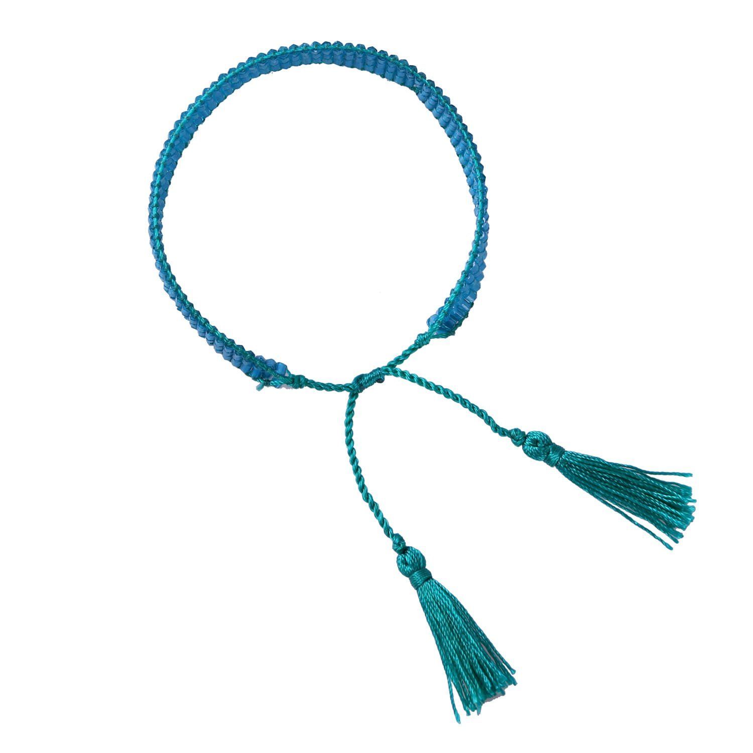  KELITCH ブルークリスタルビーズラップブレスレット天然皮革ハンドメイドストランドチャームガールズジュエリー ブルーグリーン ブレスレット アクセサリー