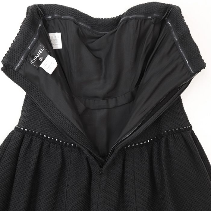 CHANEL 黒ベアトップドレス 36 CHANEL 黒ベアトップドレス 36