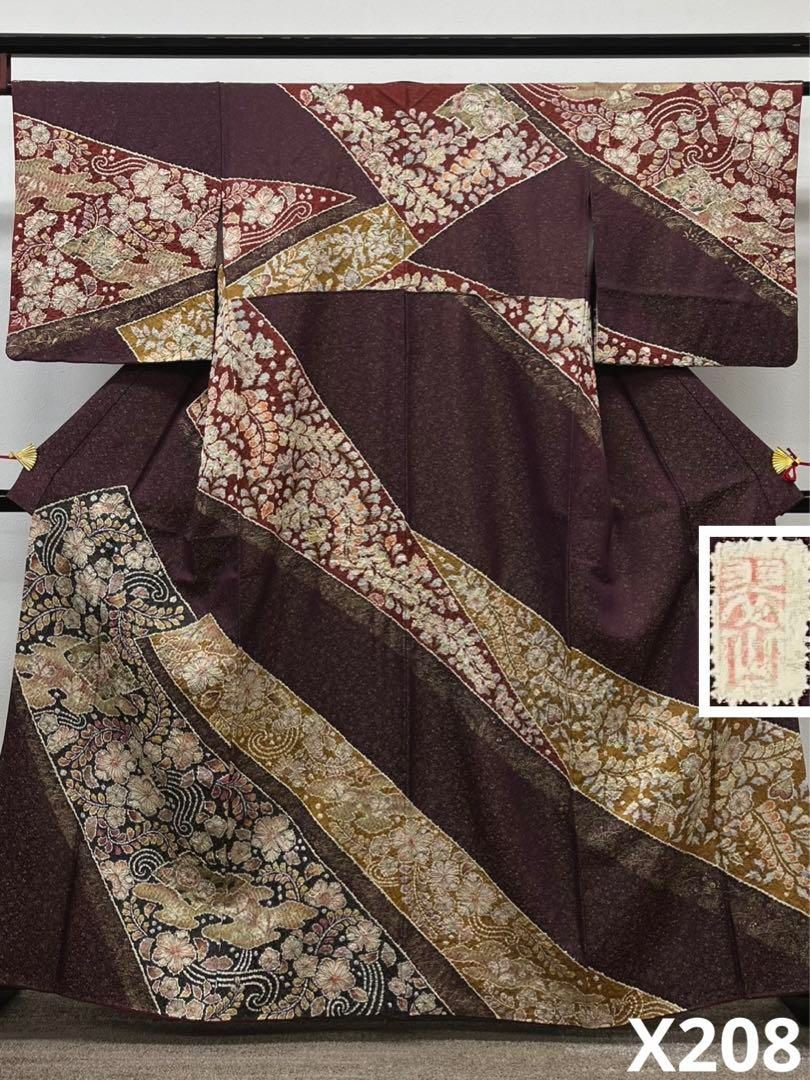 桐屋 翠山工房 辻ヶ花 落款入 訪問着 金通し 金彩 絞り加工 正絹