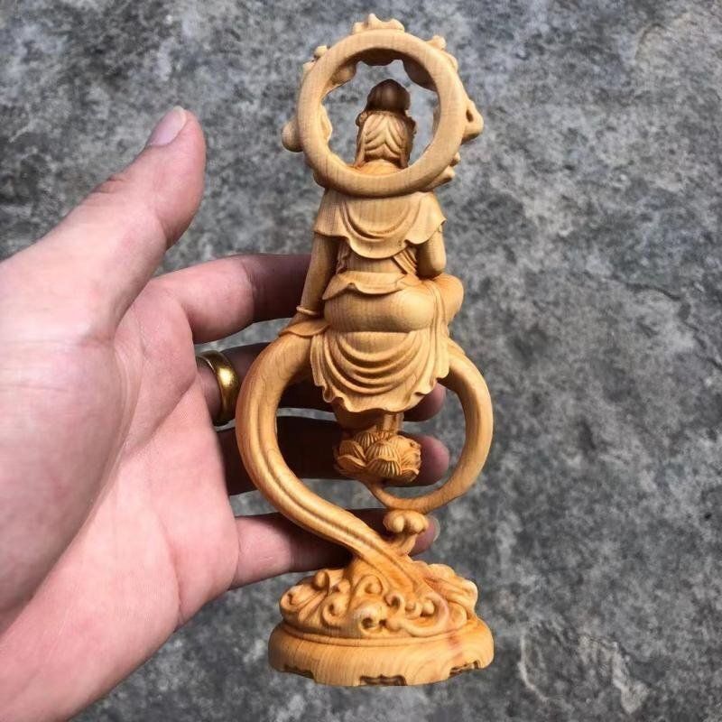 美品☆観音菩薩 自在観音菩薩 檜木 鎮宅辟邪 風水開運 美術工芸