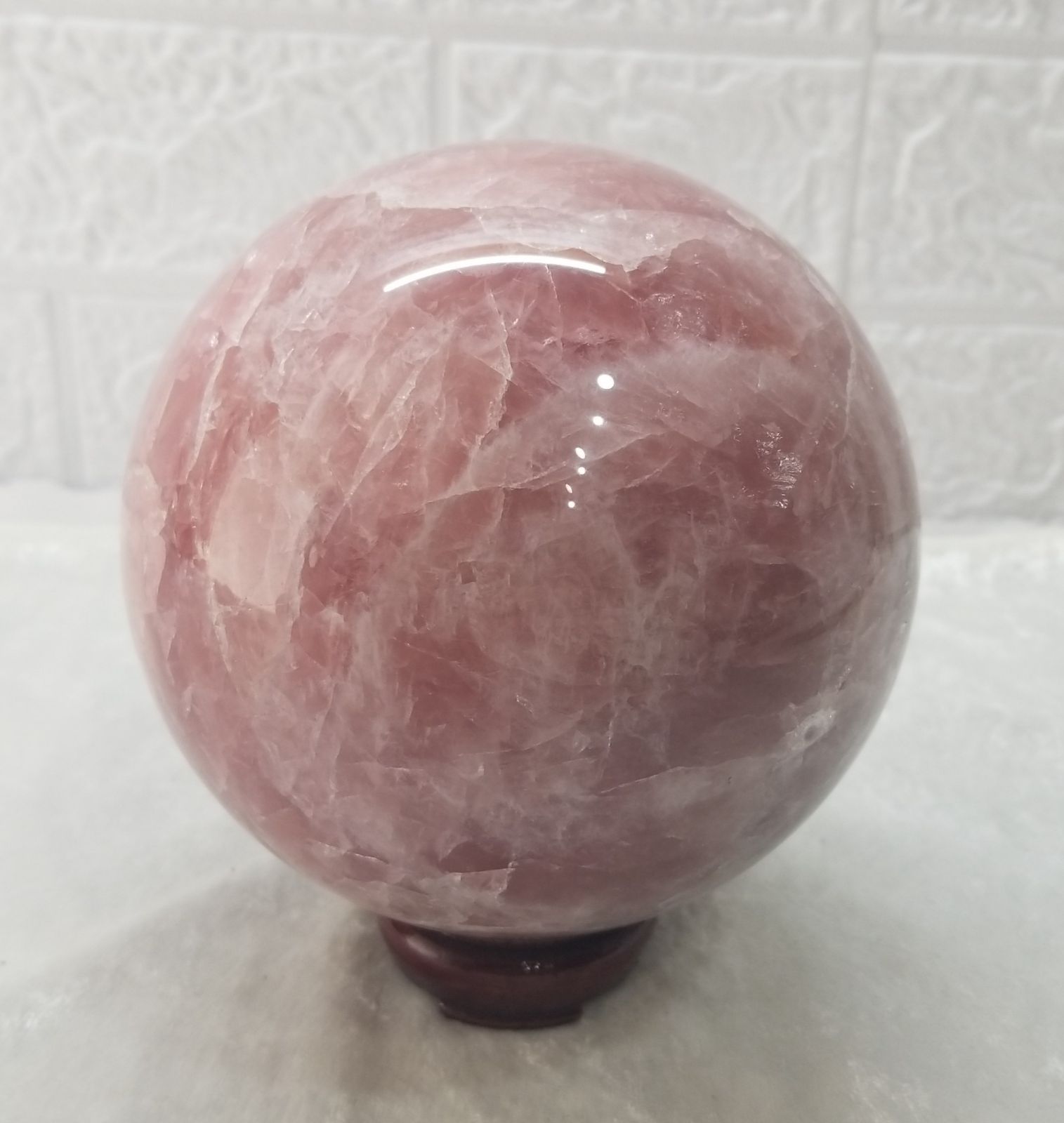 美品】中玉 ローズクォーツ 130mm スフィア 丸玉クラスター 3 美品】中玉 ローズクォーツ 130mm スフィア 丸玉クラスター 3