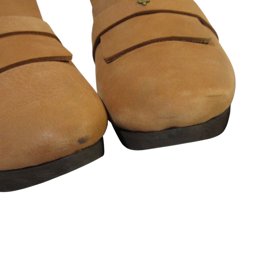 mina perhonen ミナペルホネン pied des bois レザー サボ サンダル qs7735 サイズ37 23.5cm ライトブラウン レディース 古着 KIN-KAAI_COM