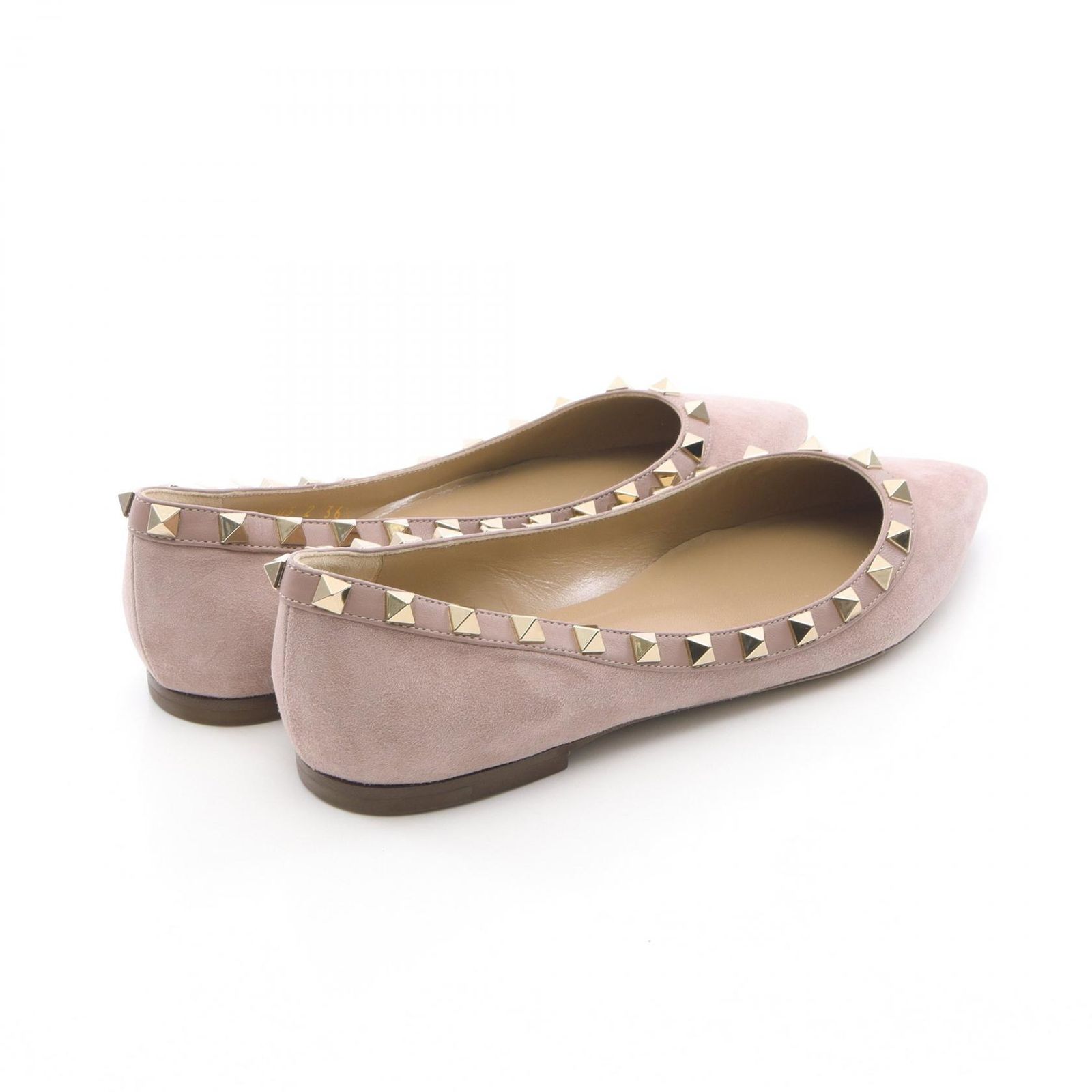 Valentino ボーダーロックスタッズフラットシューズ 38 VALENTINO