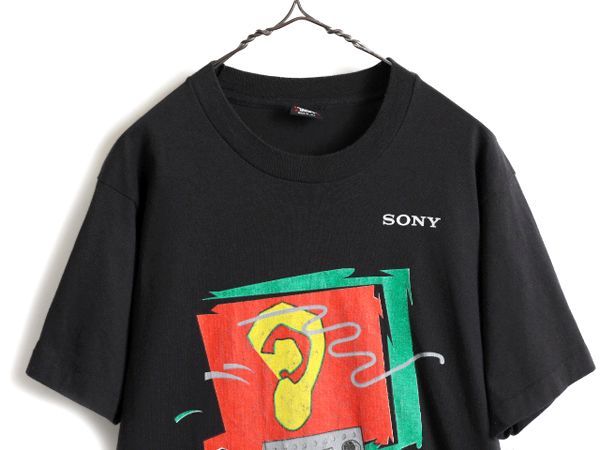 90s USA製 SONY ソニー 企業 アート プリント 半袖 Tシャツ L