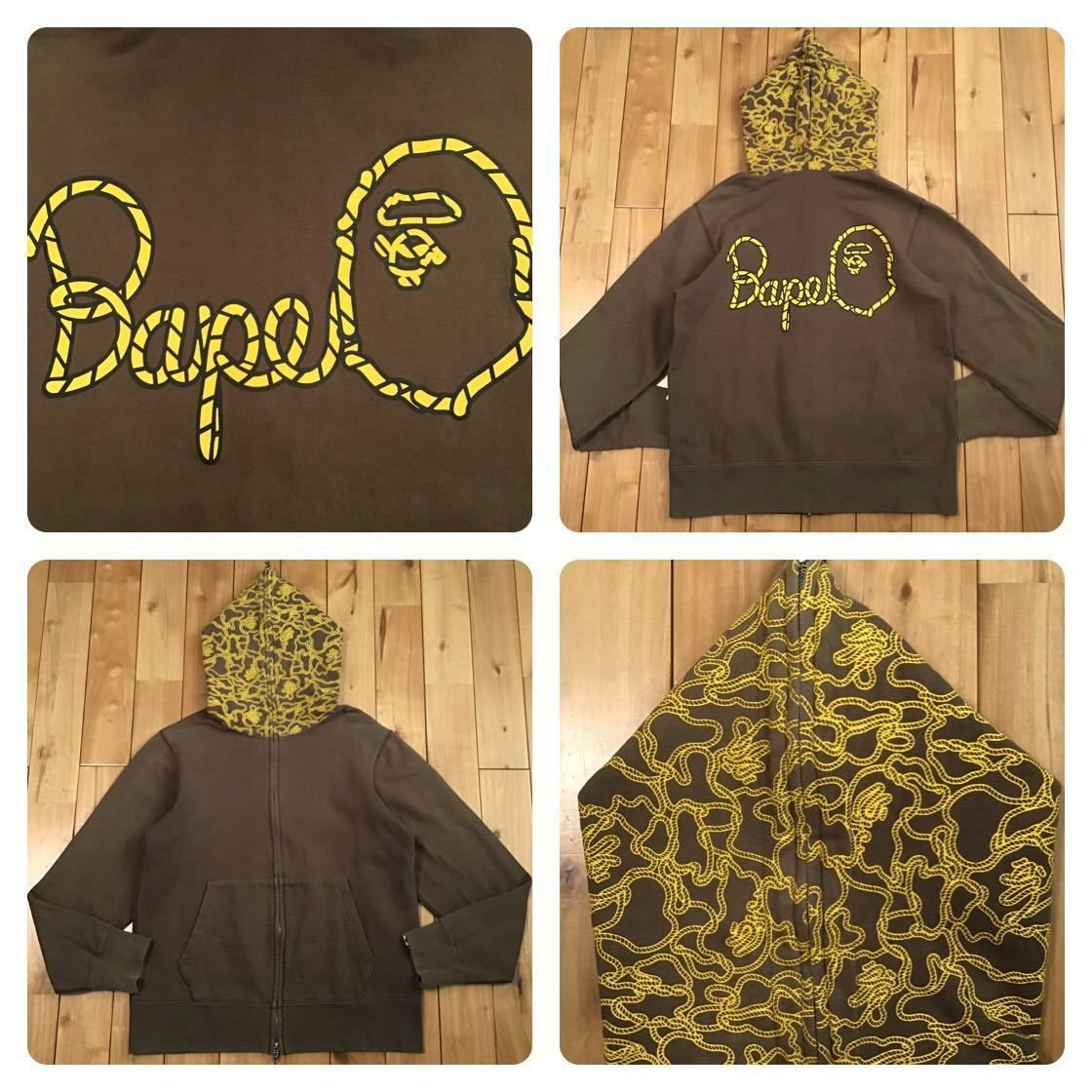 Rope camo フルジップ パーカー Mサイズ ブラウン a bathing ape BAPE full zip hoodie エイプ ベイプ  アベイシングエイプ NIGO - メルカリ