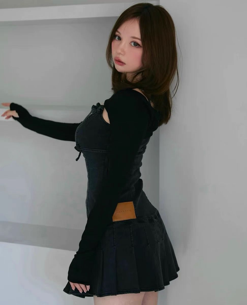 andmary Bonnie denim mini dress ワンピース