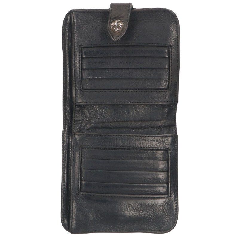 トレンド品が満載！ クロムハーツ SQ BTN BILL|スクエアボタンビル フラップボタンレザーウォレット財布 メンズ 豊かさをもたらす