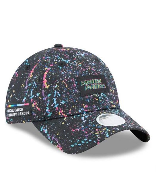 送料無料 ニューエラ レディース 帽子 アクセサリー Women s Black Carolina Panthers 2025 NFL Crucial Catch Pony Tail Adjustable Hat Black
