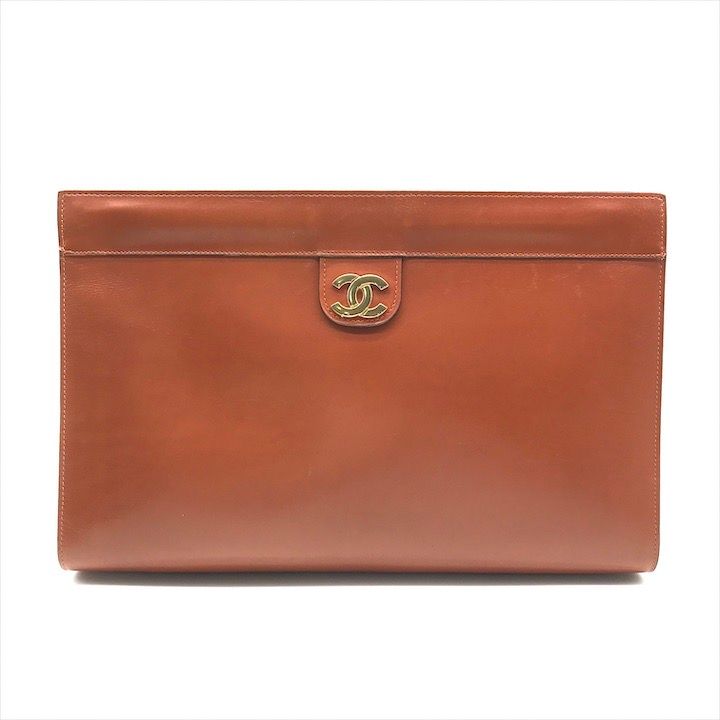 CHANEL シャネル ココマーク レザー ゴールド金具 クラッチ バッグ レディース ファッション 鞄 かばん ブラウン キャメル a10537