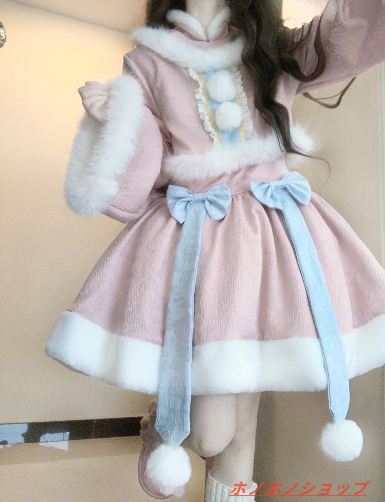 加厚長袖ワンピース