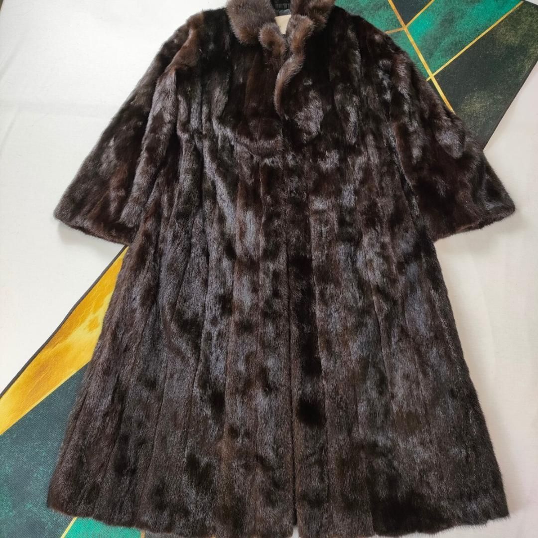 【総丈120㎝・極美品】 ブラックグラマ ミンク ロングコート リアルファー 総丈120㎝ ブラックグラマ ミンク ロングコート リアルファー