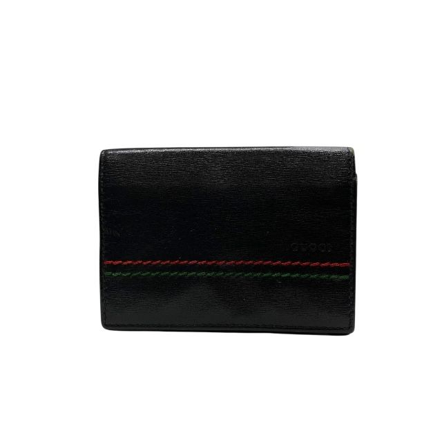 グッチ 名刺入れ カードケース パスケース シェリーライン レザー ブラック メンズ GUCCI