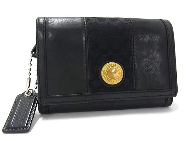 人気SALE，大得価】 COACH コーチ 二つ折り財布 レザー ブラック 小銭