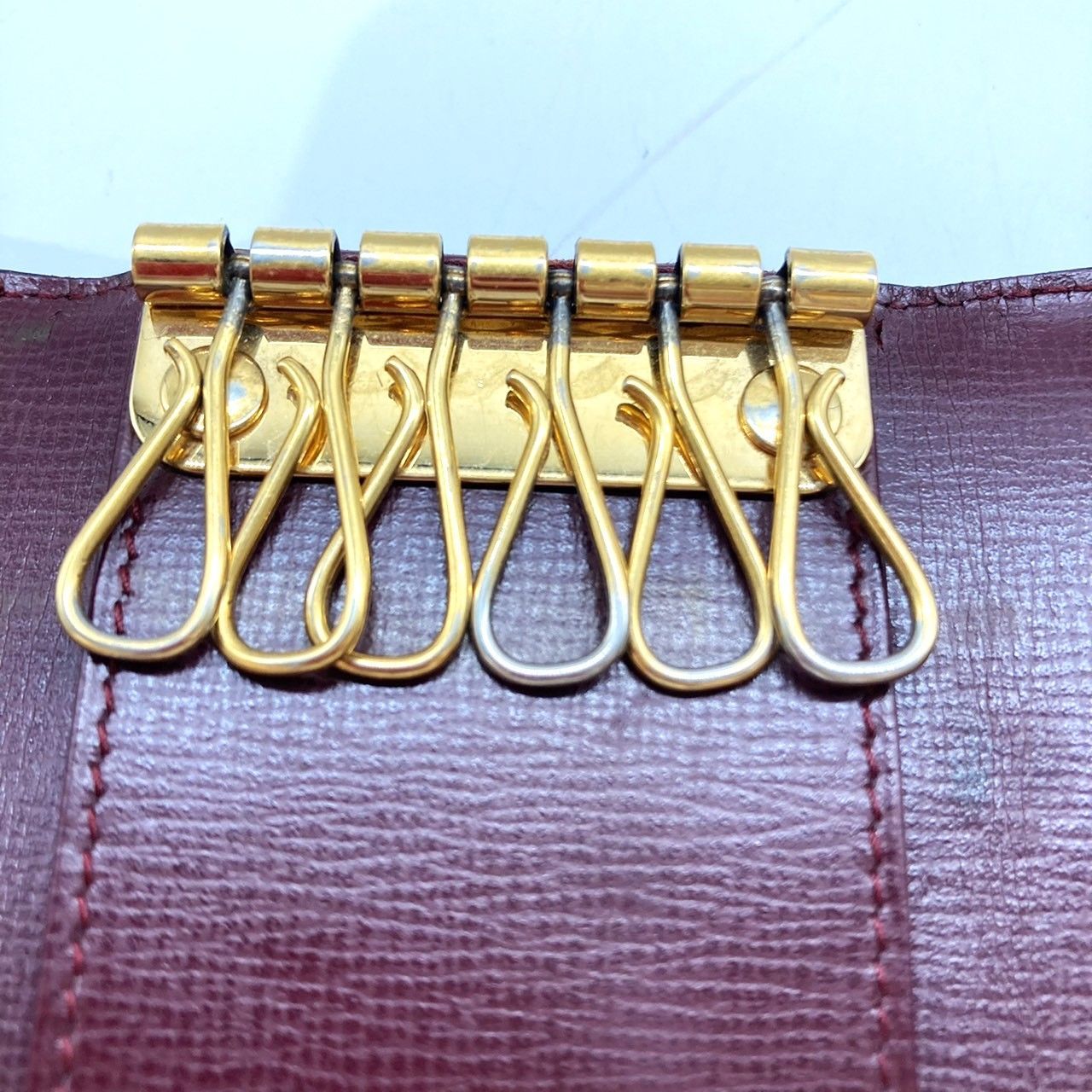 ☆カルティエ Cartier キーケース6連 マストライン レザー レッド系