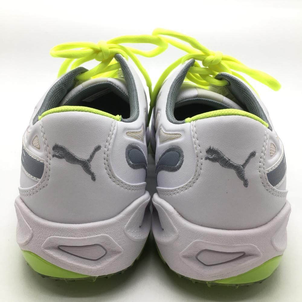 未使用品】プーマ ゴルフシューズ 白×蛍光イエロー×グレー 187099
