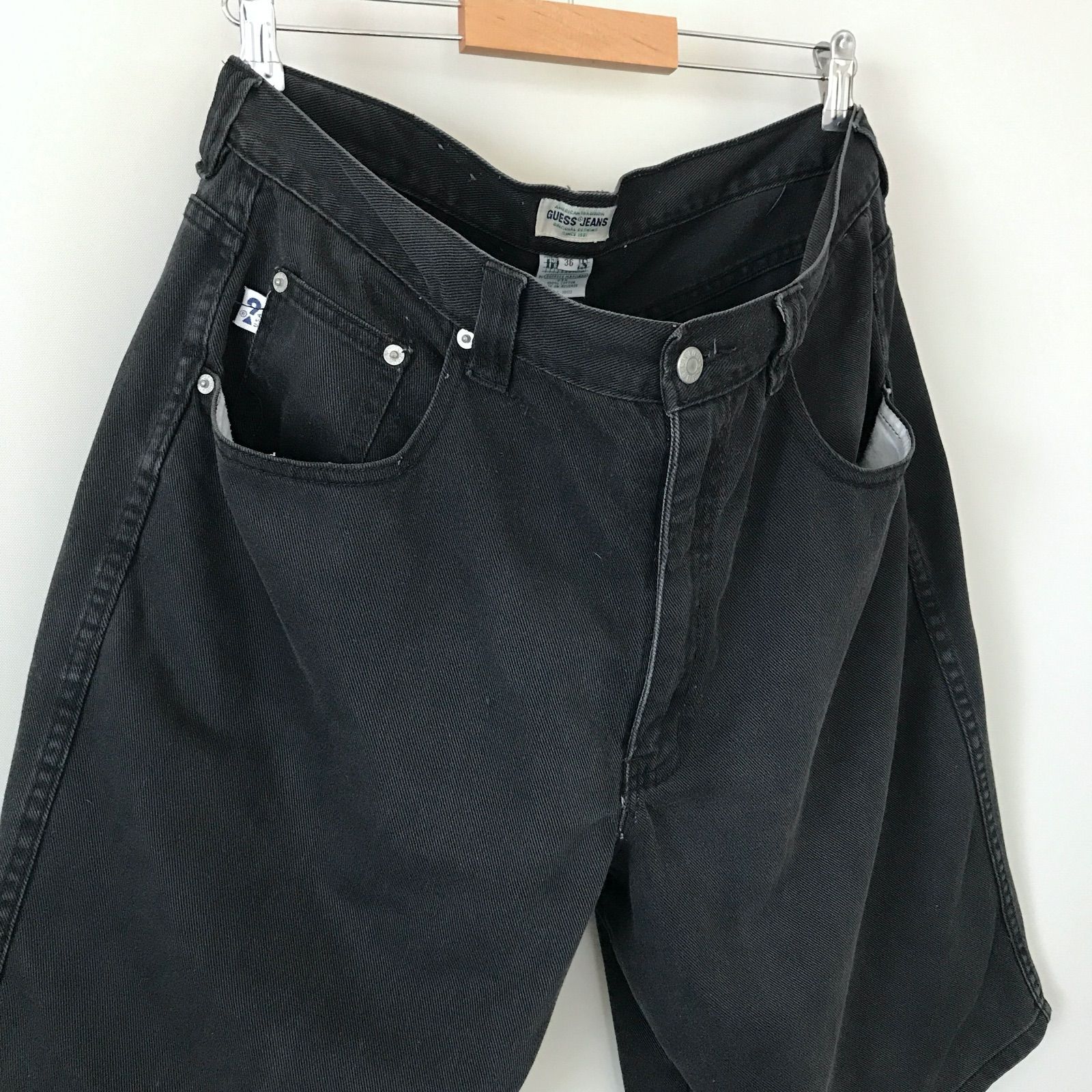 90s GOUGE ガウジー ブラックデニムショーツ USA製 L GUESS USA☆オールド ゲス☆90s GEORGES MARCIANO☆バギー