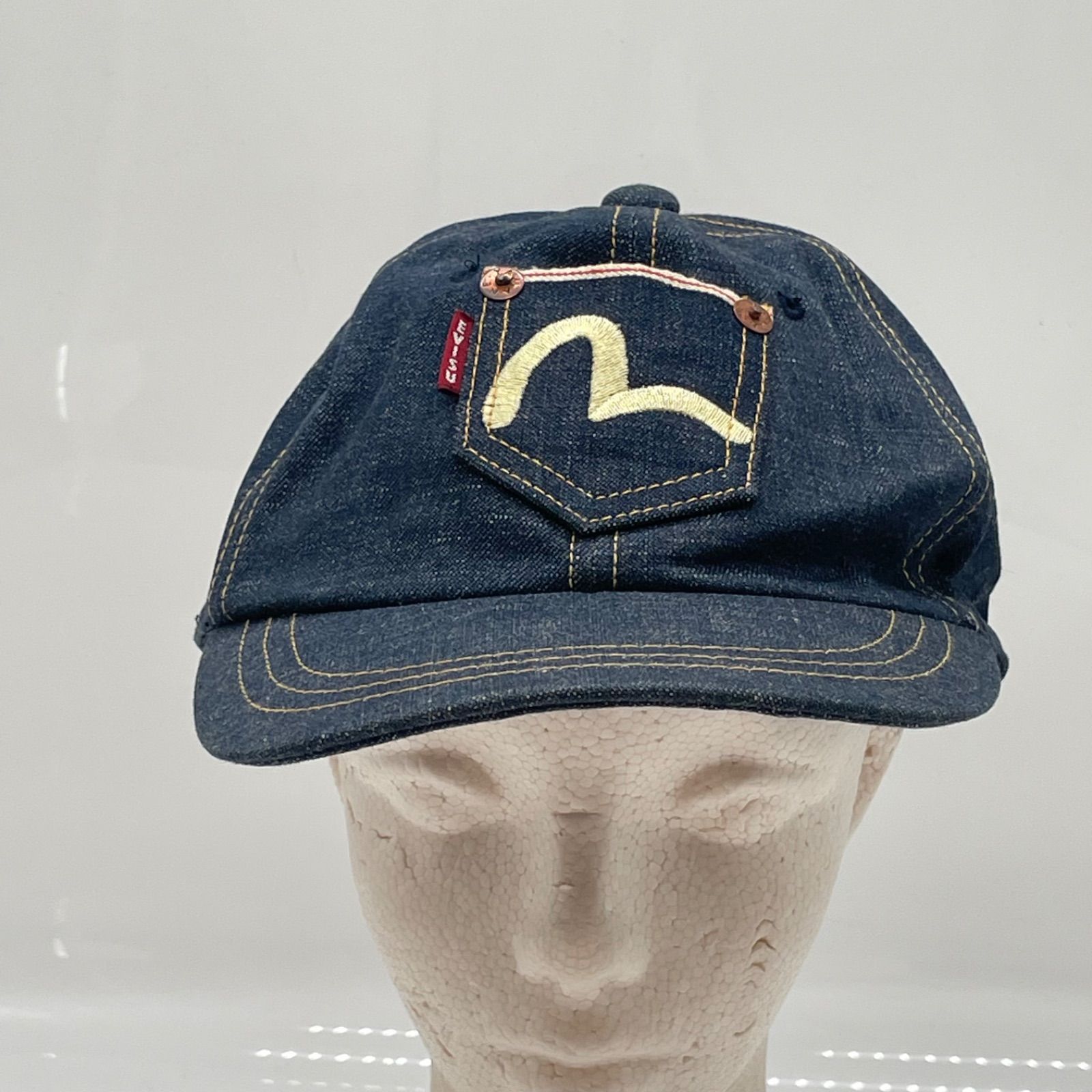 KO2316□evisu カモメ デニム 刺繍 ポケット 赤耳 キャップ マジック