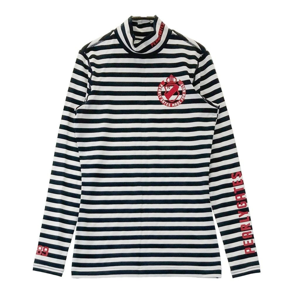 サイズ：0 PEARLY GATES パーリーゲイツ  長袖ハイネックTシャツ ボーダー ネイビー系 [240101420508] ゴルフウェア レディース ストスト サイズ：0 PEARLY GATES パーリーゲイツ 長袖ハイネックTシャツ