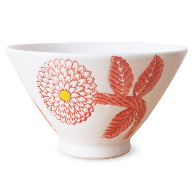 J-kitchens 勲山窯 茶碗 11cm 波佐見焼 日本製 ダリア レッド