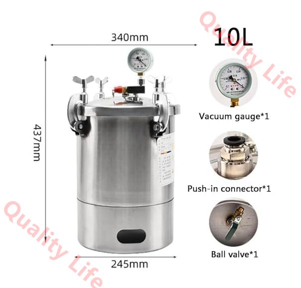 BACOENG 2L 真空チャンバーキットです エポキシ樹脂脱気真空ドラム