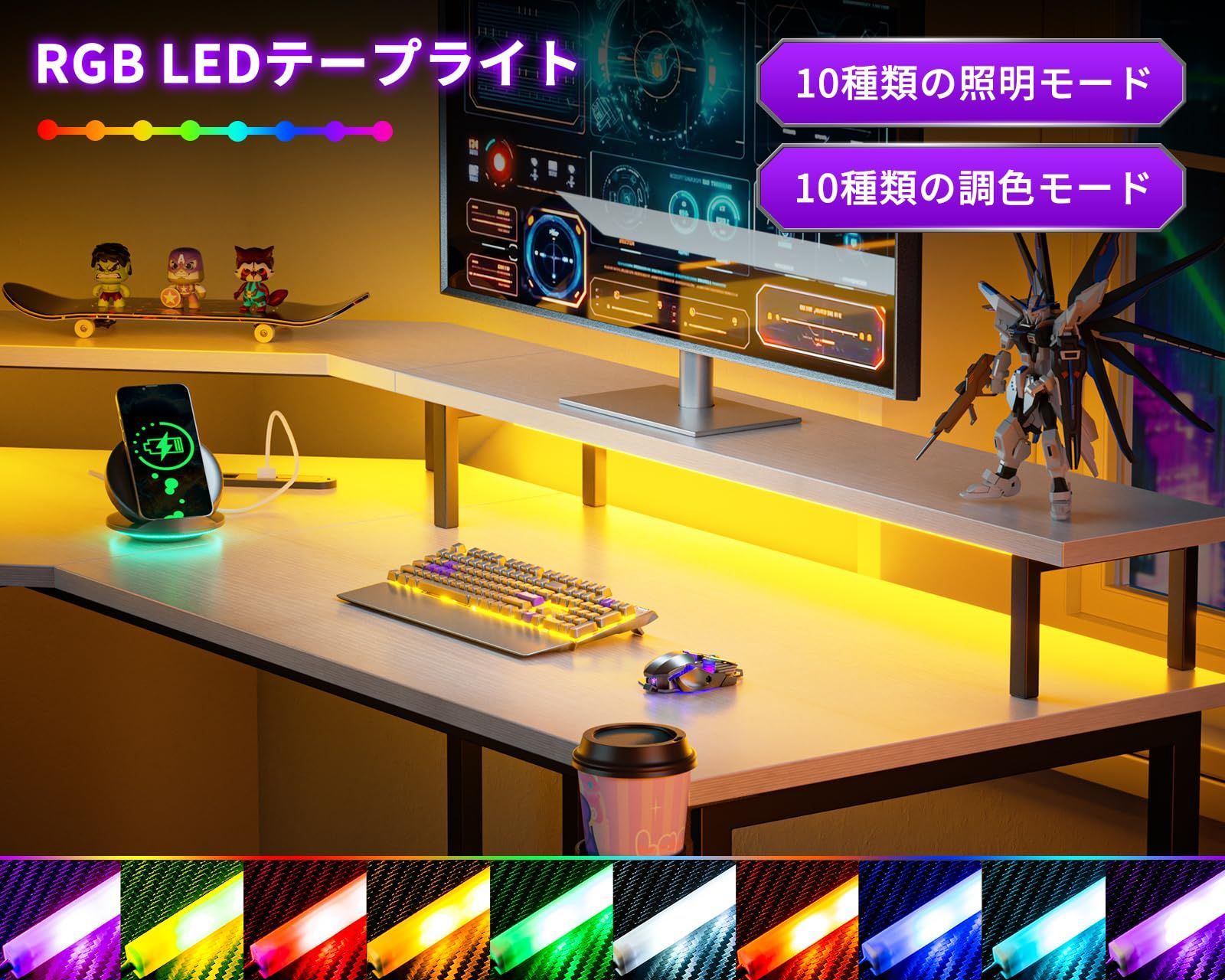 数量 コーナーデスク 収納 エル字デスク オフィスデスク pcデスク コンセント付き 仕事用 幅129 机 在宅勤務 デスク l字デスク 組立簡単 パソコンデスク L字 ホワイト ゲーミングデスク ODK MARWIL-DEMENAGEMENTS_CH