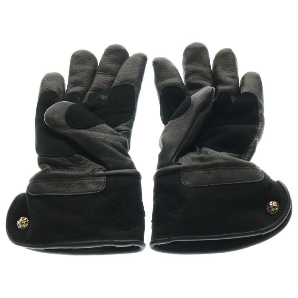 CHROME HEARTS クロムハーツ CHプラスパッチ クロスボールボタン 6パッチ レザーグローブ 手袋 ブラック