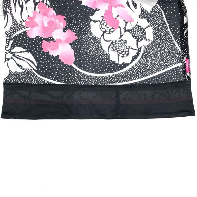 LEONARD レオナール ワンピース 花柄プリント カンカン素材 ブラック