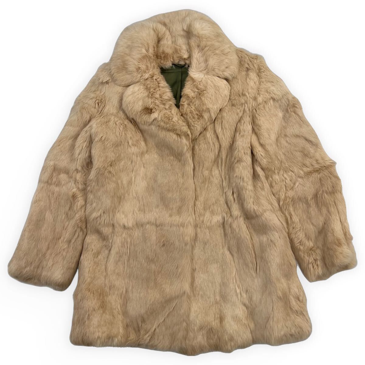 ラビットファー コート アウター リアルファー 茶色 m 毛皮 ファー