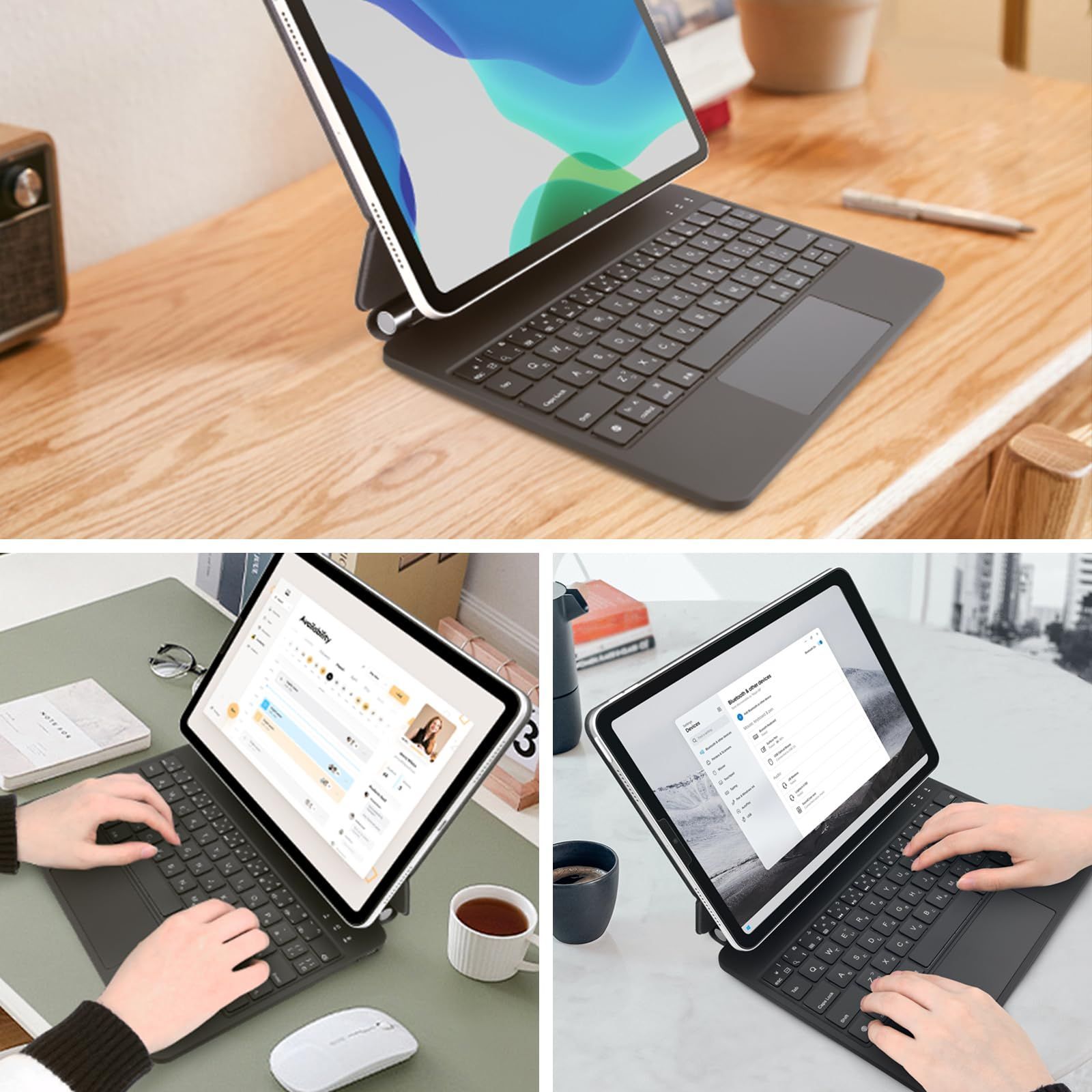 |11対応スマートキーボードマグネットフローティングデザイン トラックパッド付きキーボードケース
