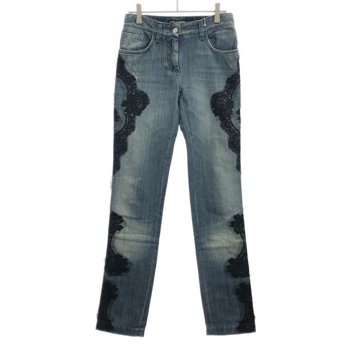 希少　ドルチェ＆ガッパーナ　フラワーレース　デニムジャケット　Lサイズ（40） DOLCE&GABBANA ドルチェ＆ガッバーナ フラワーレースデニム