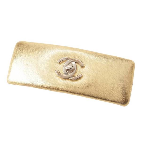 CHANEL シャネル　ココマーク　レザーバレッタ シャネル ココマーク レザー バレッタ ゴールド（CHANEL