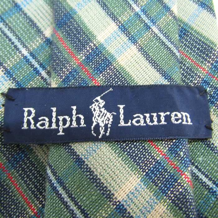 ラルフローレン　RALPH LAUREN ネクタイ　チェック　ネイビー　グリーン ヴィンテージインスパイアード チェック コットン ネクタイ
