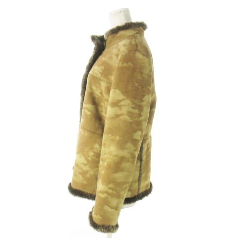 エアートーク AIR TALK ムートンジャケット スタンド ファー 雲柄 カモフラ 迷彩柄 M 茶 ブラウン AO1 SIROKUMA-CORPORATION_COM