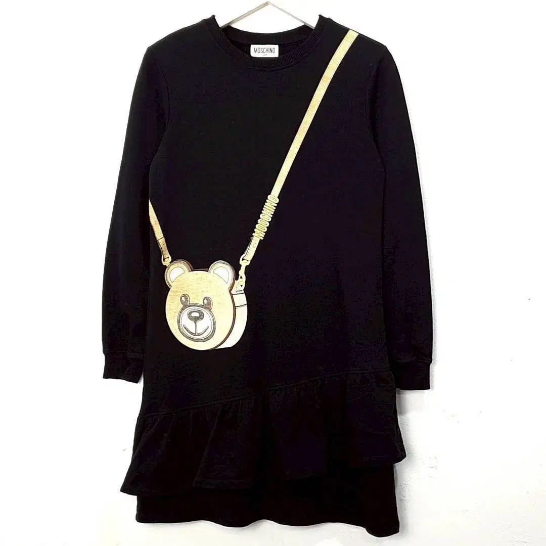 150 12 三 Moschino モスキーノ テディベア 黒 ワンピース キッズ