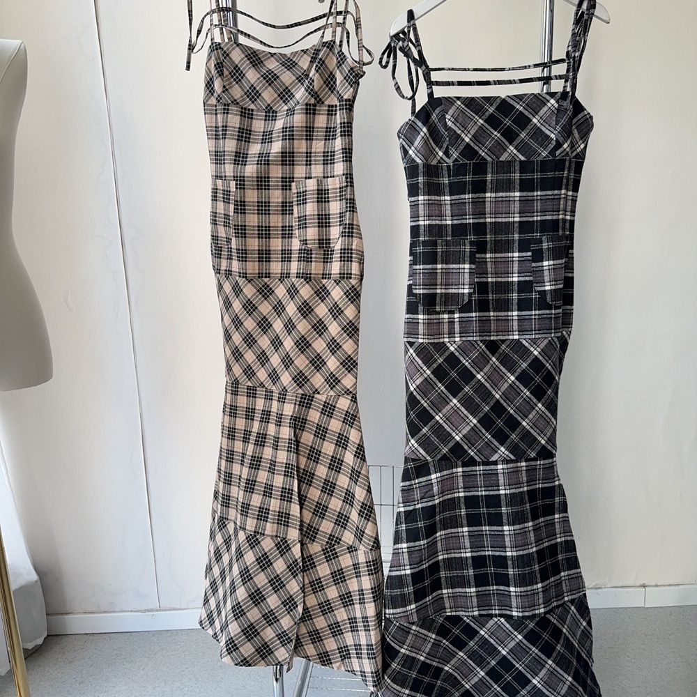 Cecily check long dress andmary