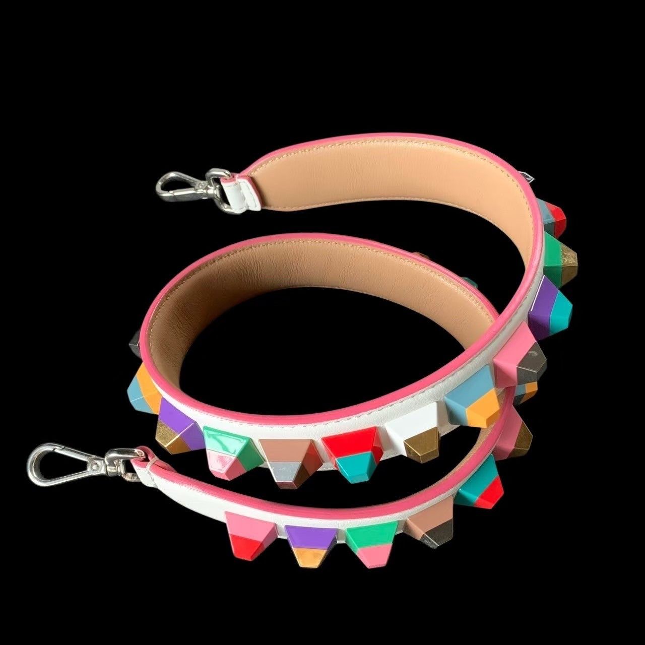 FENDI フェンディ ストラップ ショルダー スタッズ ホワイト カラフル