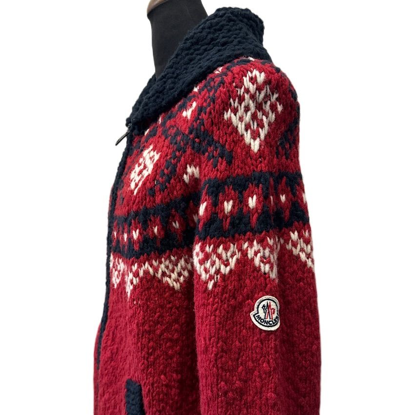 MONCLER モンクレール ウール ニット ジップアップ セーター SIZE XL レッド - メルカリ