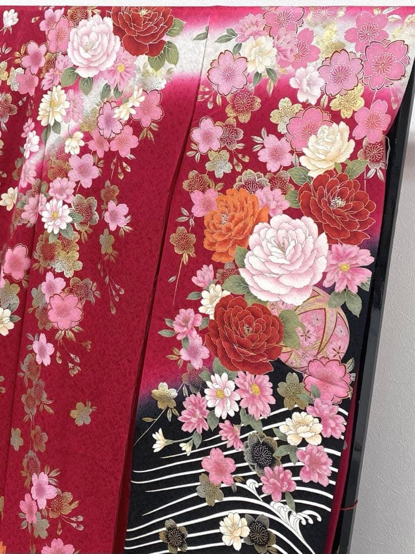 振袖 仮絵羽 正絹 未仕立て品 八掛付き MOK575 - メルカリ