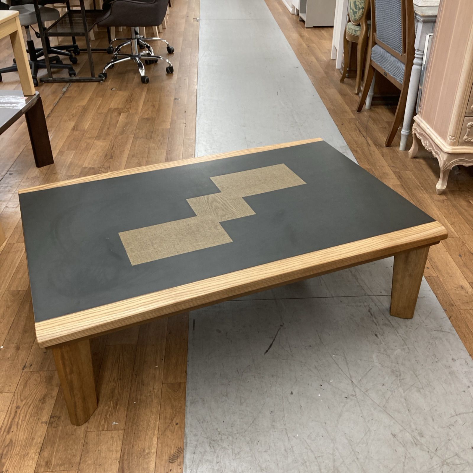 S168 川崎製作所 家具調コタツ 天然木コタツ 天板柄もの 幅120cm