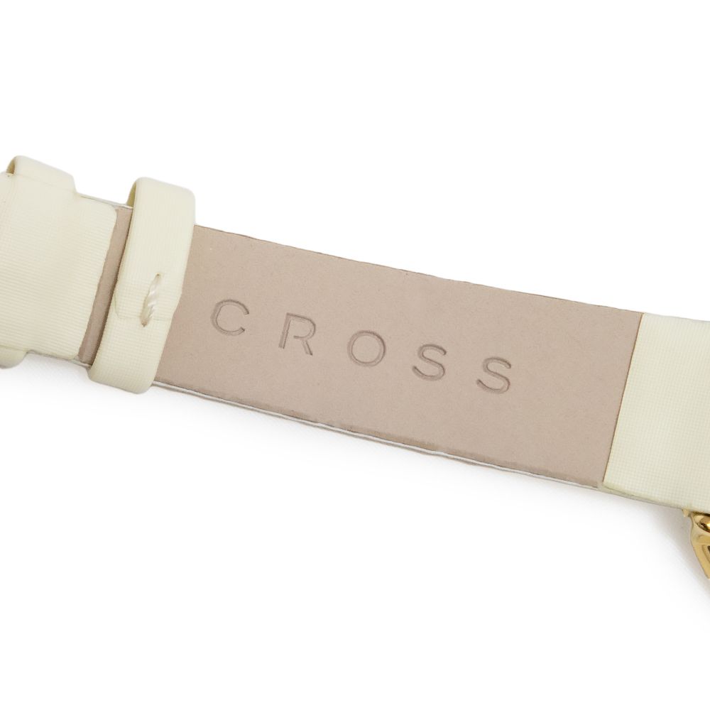 クロス 腕時計 クォーツ ステンレススチール レザー ミネラルクリスタル アイボリー クリームイエロー ゴールド CR9054-06 箱付 CROSS(新品・未使用品)