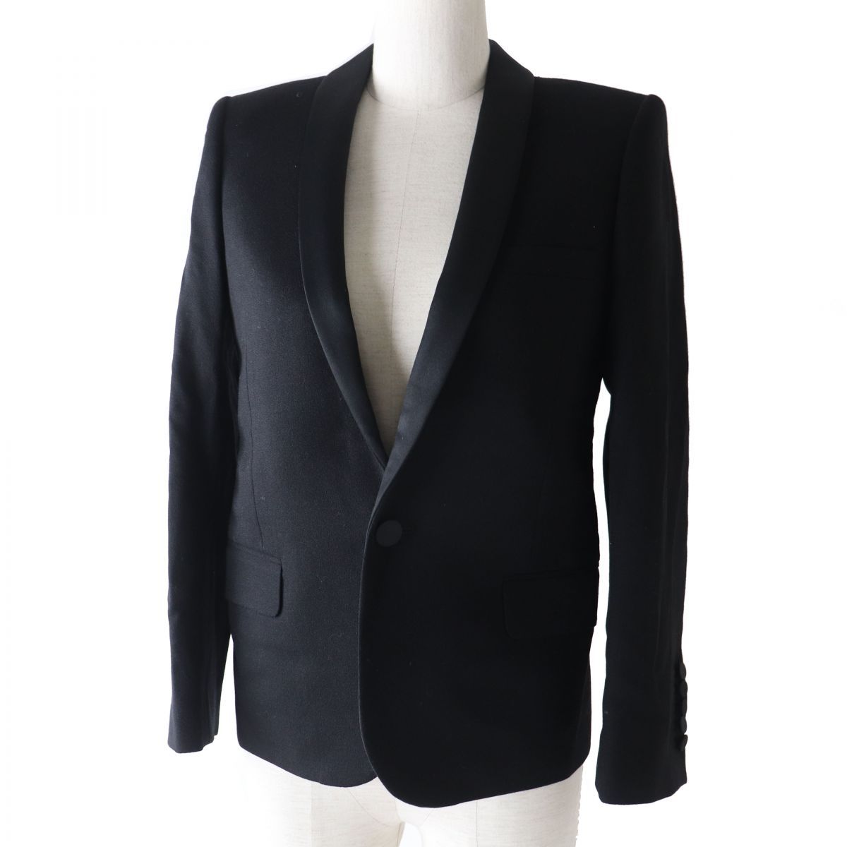 極美品 SAINT LAURENT PARIS ショールカラー黒ジャケット 極美品◎正規品 伊製 SAINT LAURENT PARIS サンローランパリ 370350