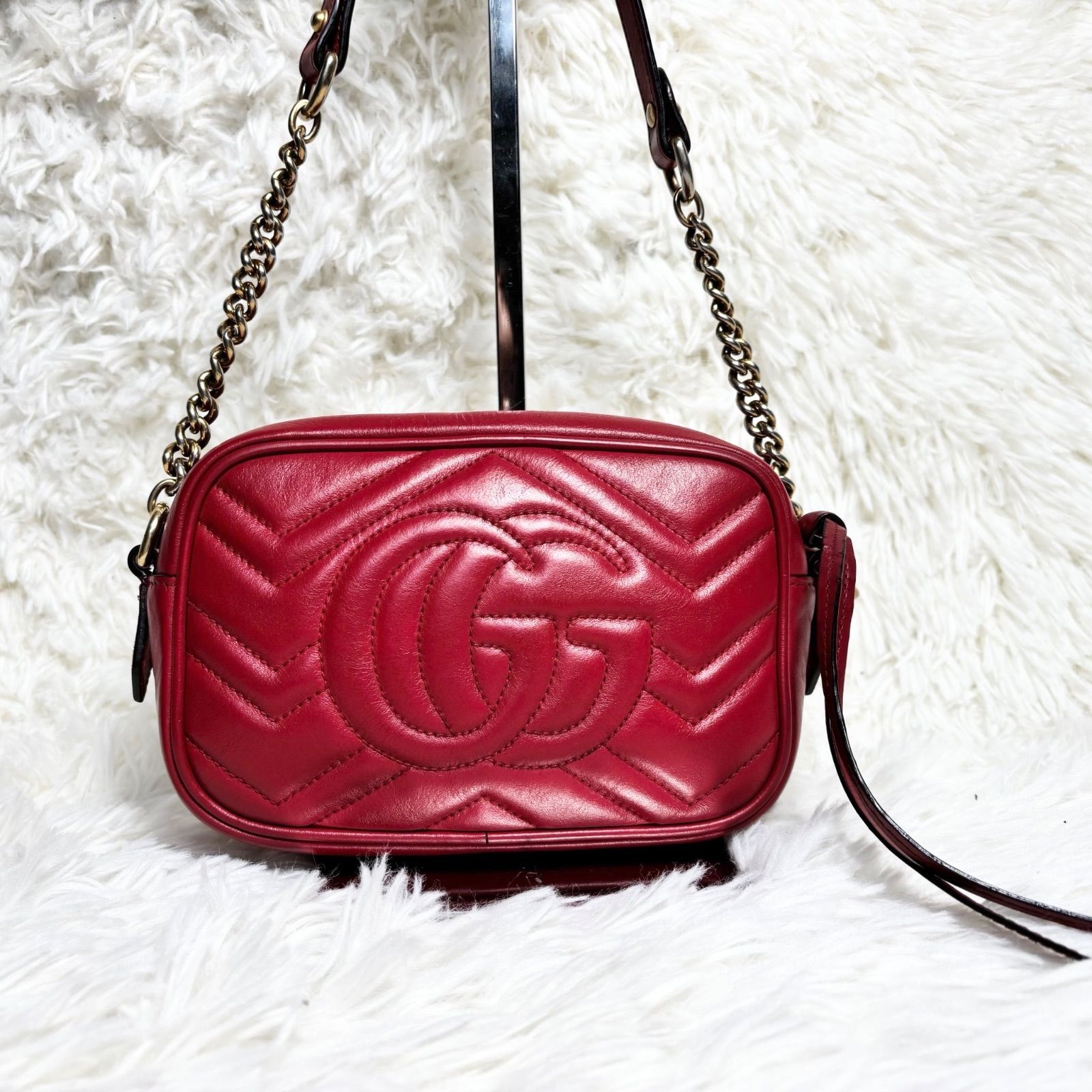 極美品】Gucci グッチ マーモント キルティング カメラバッグ ゴールド 