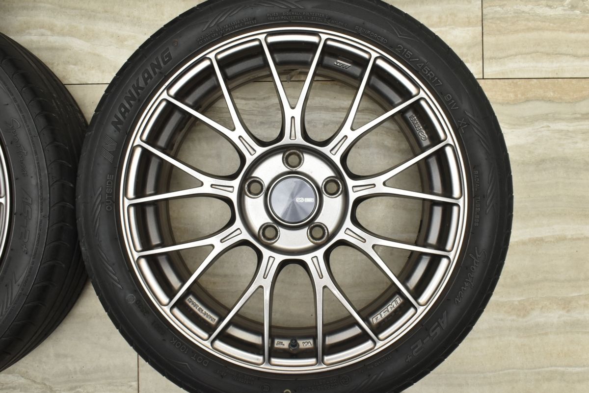 17インチ 114.3 7J ＋48 215/45R17 良好品】エンケイ PFM1 17in 7J +48 PCD114.3 ナンカン AS-2+