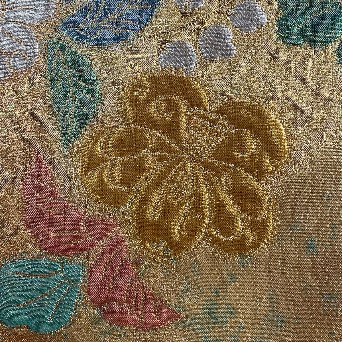 袋帯 美品 秀品 辻ヶ花柄 箔 ぼかし 金色 六通 正絹 【中古