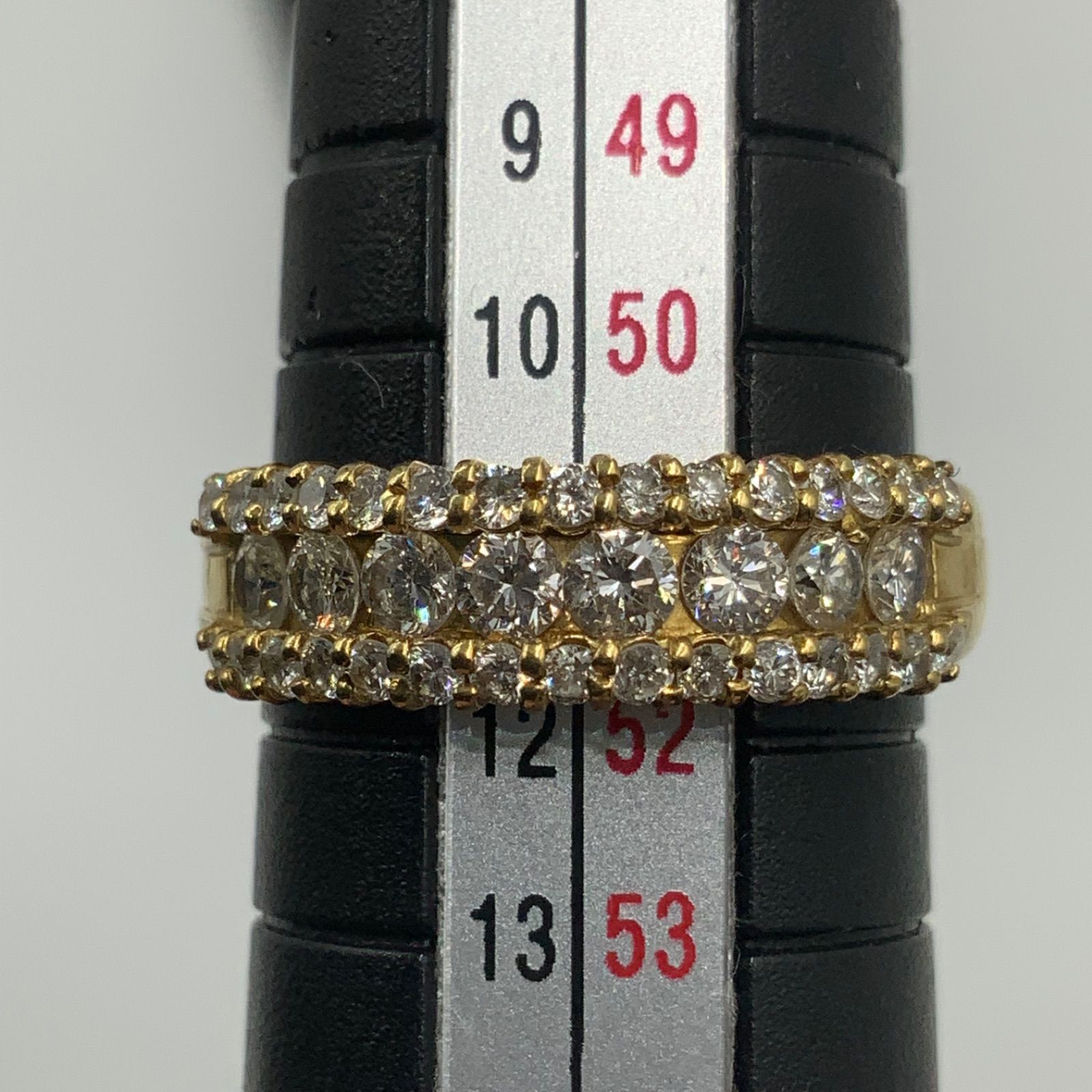 K18 18金 ハーフエタニティ ダイヤモンドリング パヴェダイヤ 3.8g 約 
