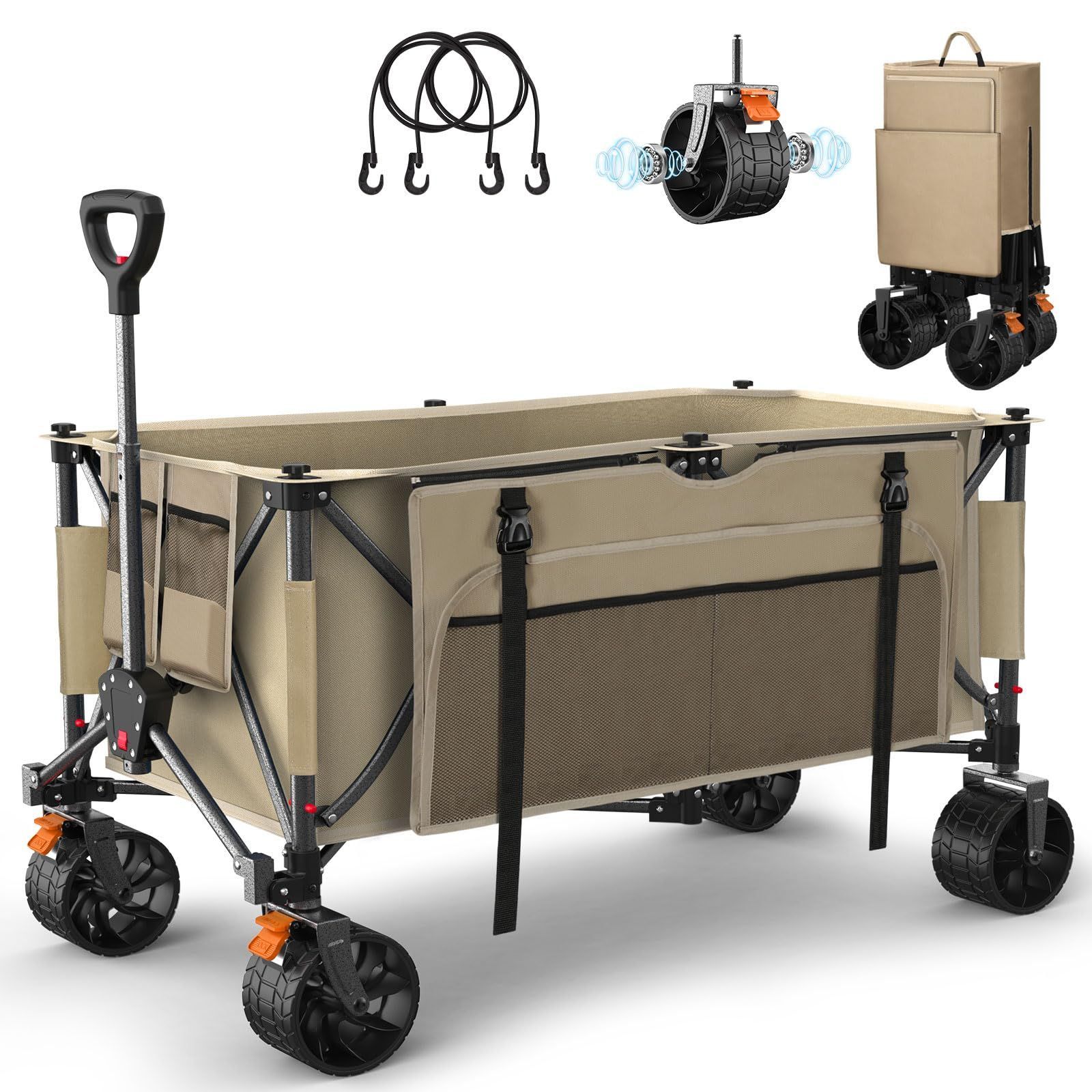 キャリーワゴン【ブレーキ付き】Housolution 大容量260L 耐荷重200kg アウトドアワゴン 折り畳み式キャンプカート ワンタッチ収束式  自立収納 静音 キャンプ/砂浜/釣り/引越し/買い物/ゴミ出し 収納カバー付き - メルカリ