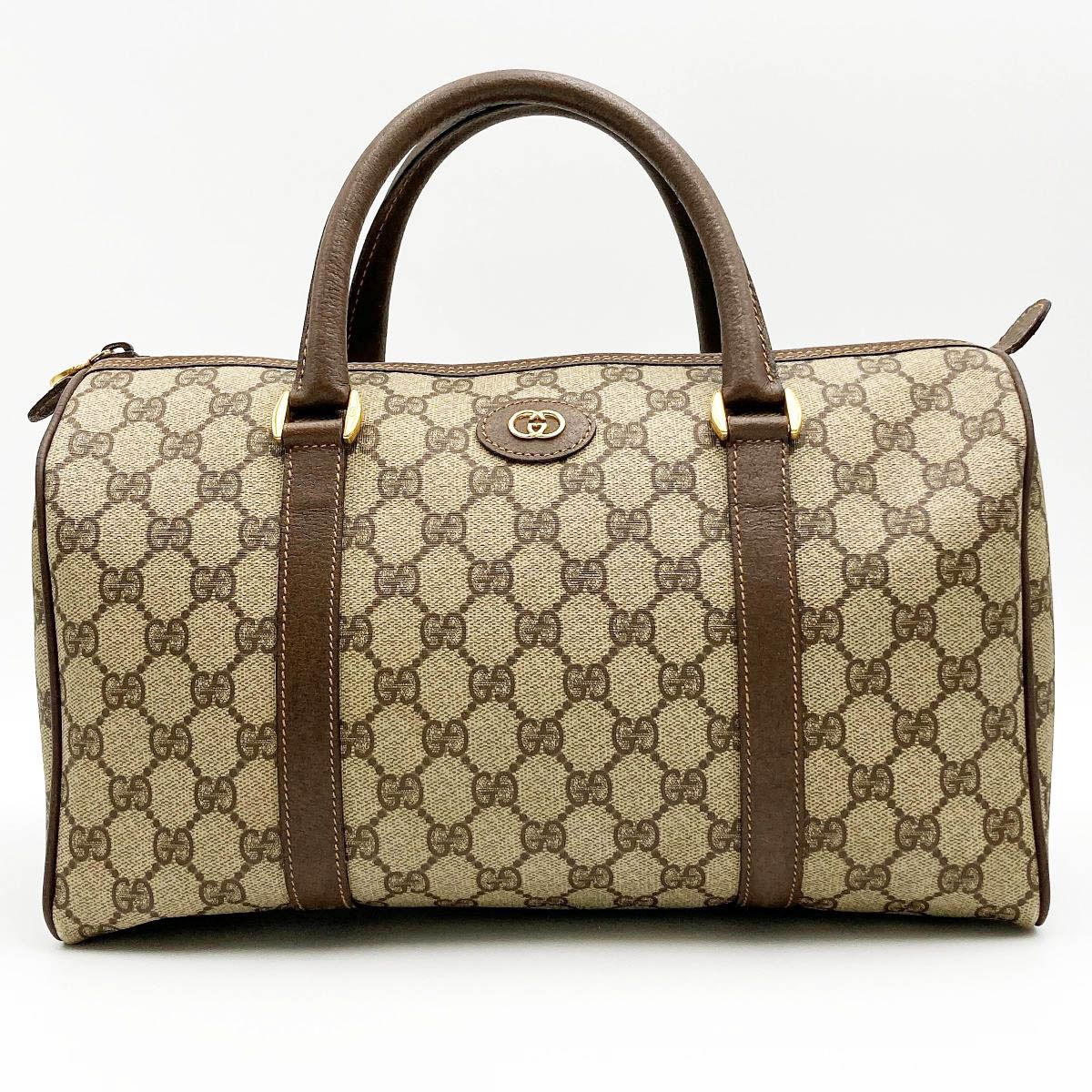 【GUCCI】ボストンバッグ　旅行鞄　GGスプリーム　ブラウン グッチ GGスプリーム 2WAYボストンバッグ ブラウン 206500