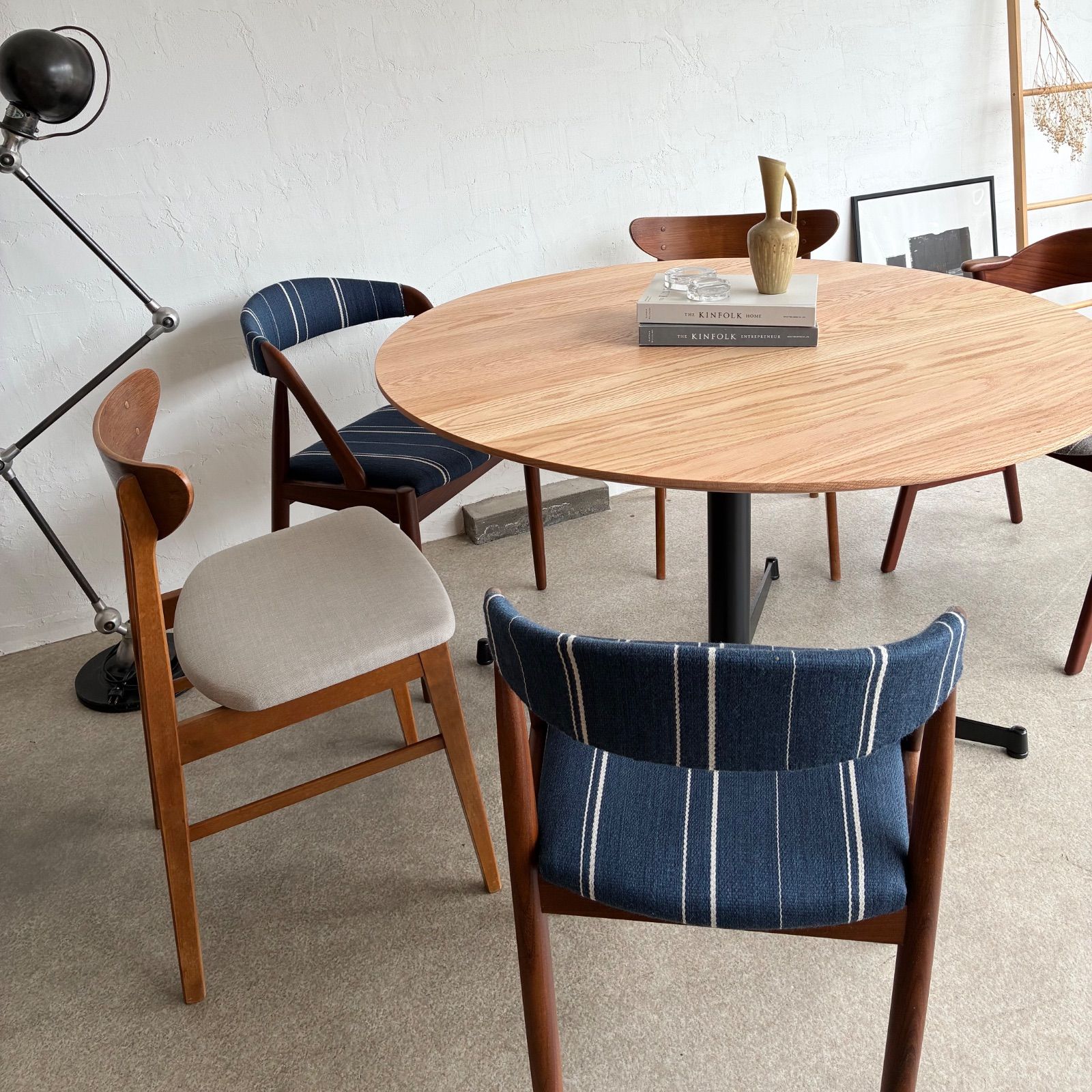 直径 120cm オーク 無垢材 丸テーブル ダイニングテーブル ラウンドテーブル 高さ指定可 北欧