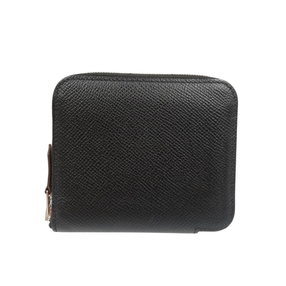 エルメス アザップ コンパクト シルクイン D刻印 ヴォーエプソン シルク シルバー金具 ノワール コインケース 1426 HERMES